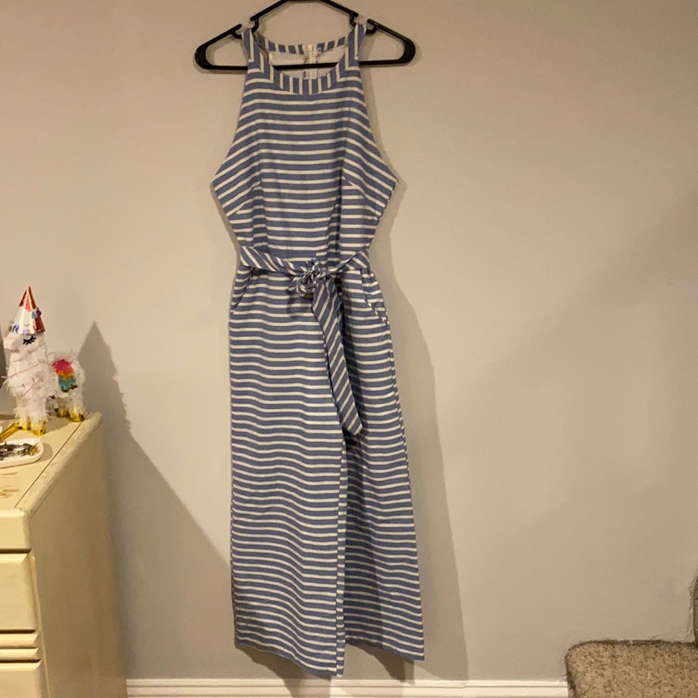 Blue and White striped Jumpsuit